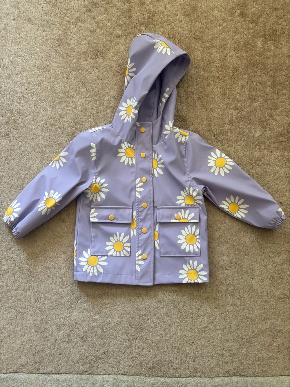Kids' Lavender Daisy Raincoat with Hood